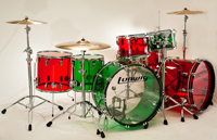 Vistalite red and green drums
